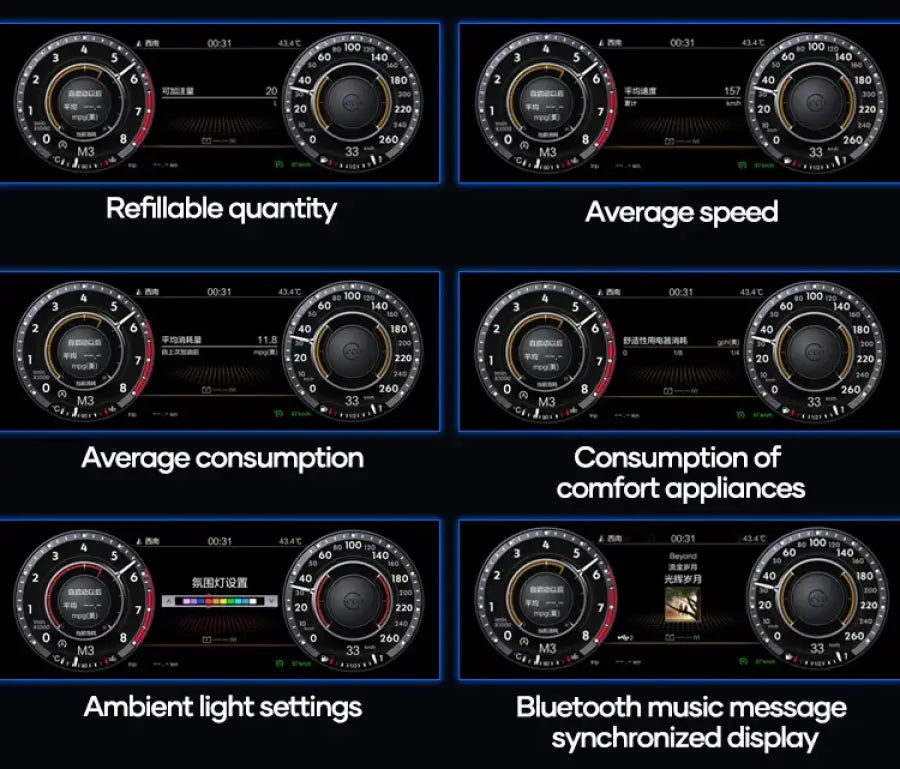 10,25-calowy Cyfrowy Klaster LCD do Tiguan 2009-2017 - Dla Tiguan