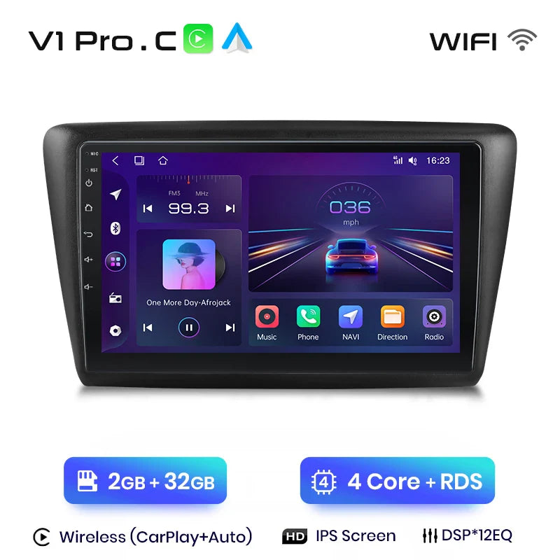 Android-radio voor Skoda Rapid (2013-2019) CarPlay Android Auto 4G WiFi GPS DSP
