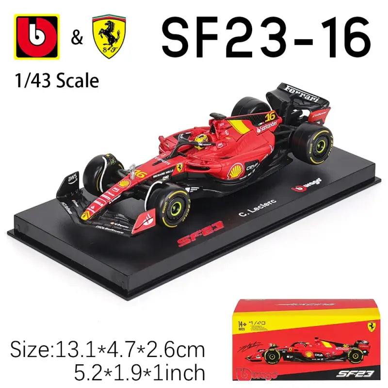 1:43 Ferrari SF24 SF23 F1 Metalowy Model Samochodu Wyścigowego Kolekcjonerski Leclerc Sainz Jr - 2023 SF23-16 MZ