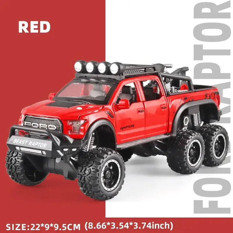 Ford F150 Raptor 1:24 Metalowy Model Pickup Niebieski Zabawka 3 + - Czerwony