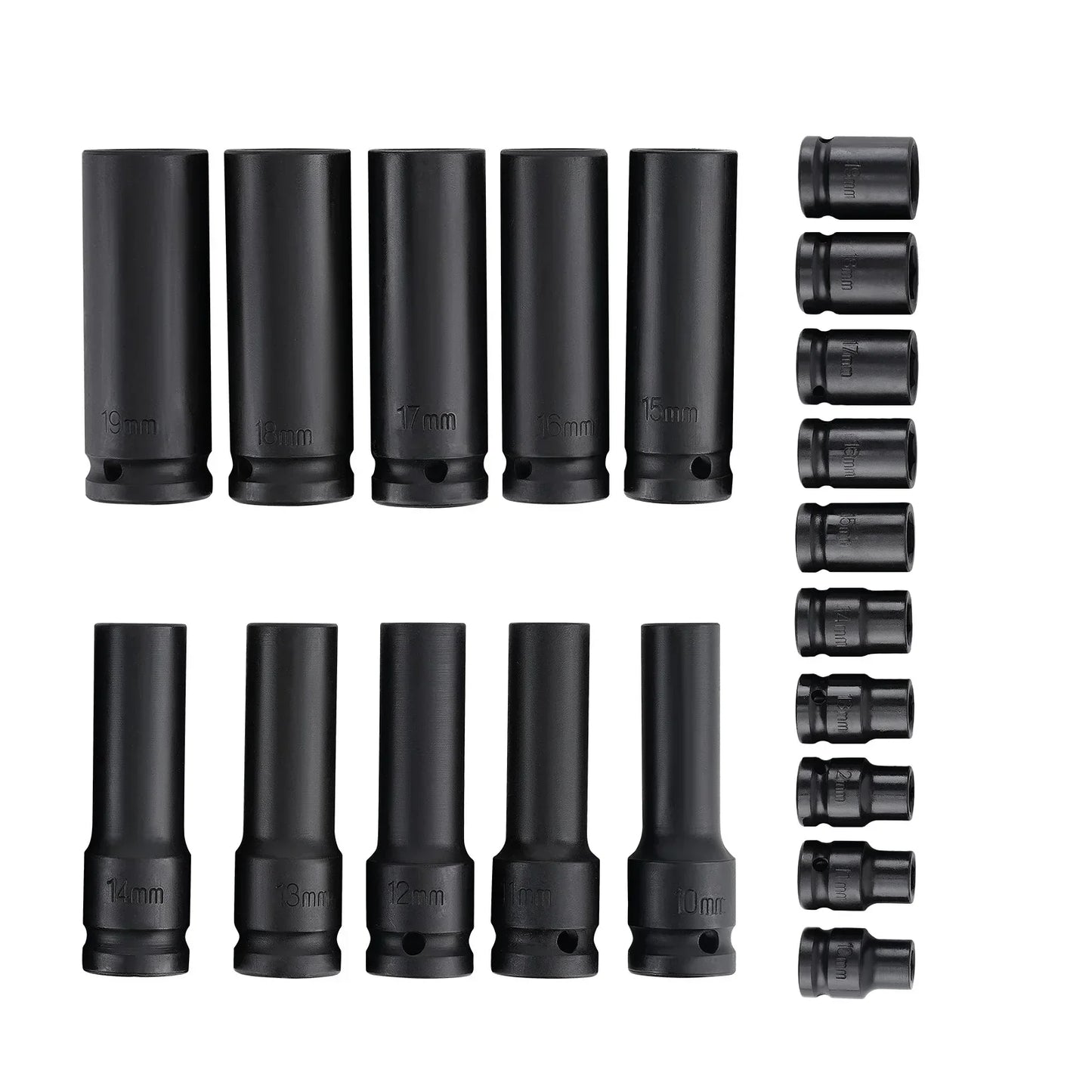 Zestaw 20 głębokich nasadek udarowych 1/2 cala 10–19 mm do kół