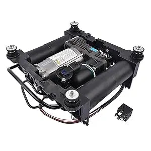 Czarna pompa kompresora zawieszenia powietrznego z srebrnymi akcentami do range rover l322 lr041777