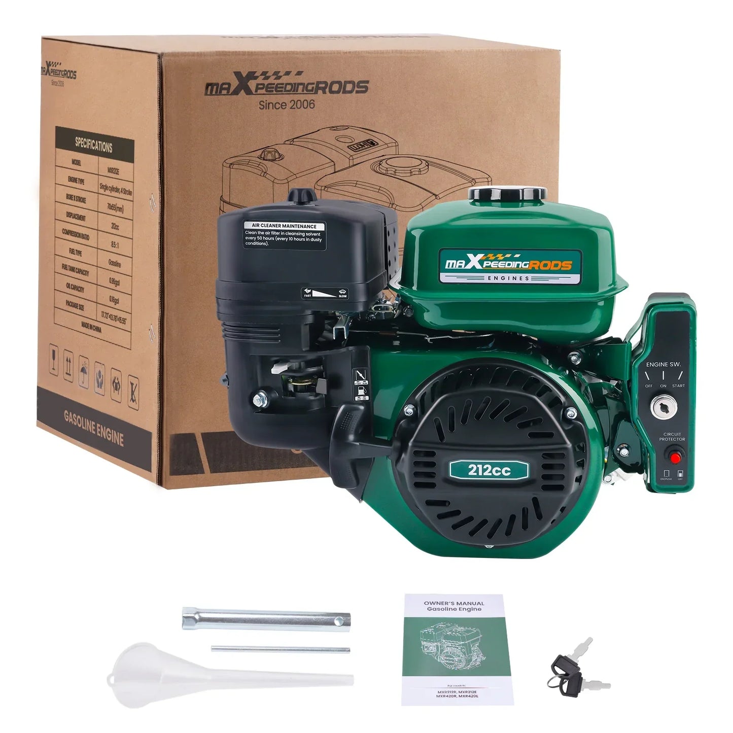 Petrol Engine 7HP 212cc 4 Stroke OHV 3.6KW Electric Starter Horizontal Engine