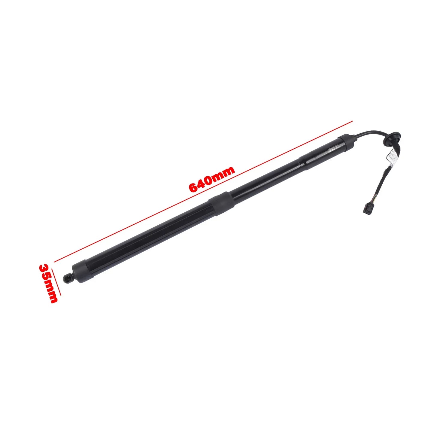 Czarny siłownik gazowy klapy o długości 640mm i średnicy 35mm z okablowaniem do volvo xc40 2019 2022