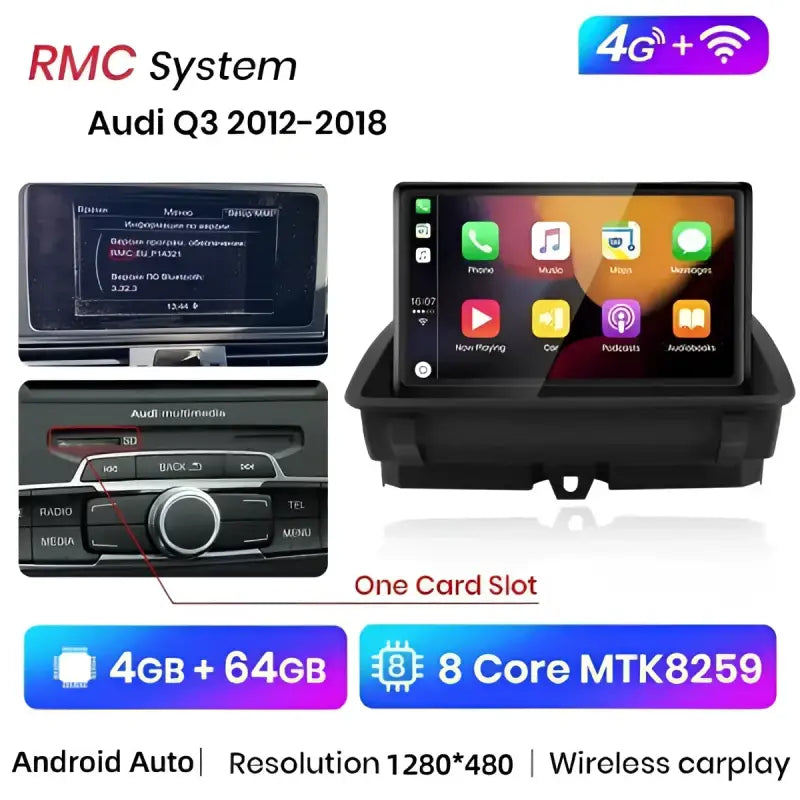 Radio nawigacja Audi Q3 2012-2018 DSP 1920*720P CarPlay Android Auto - Multigenus