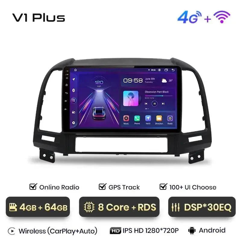 Radio nawigacja Hyundai Santa Fe 2 2006 - 2012 Carplay Android Auto - Multigenus