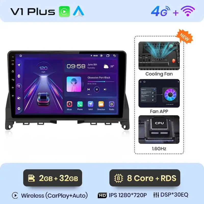 Radio Android z CarPlay do Mercedes Benz C - Class W204/S204 od 2006 - 2011 - Multigenus