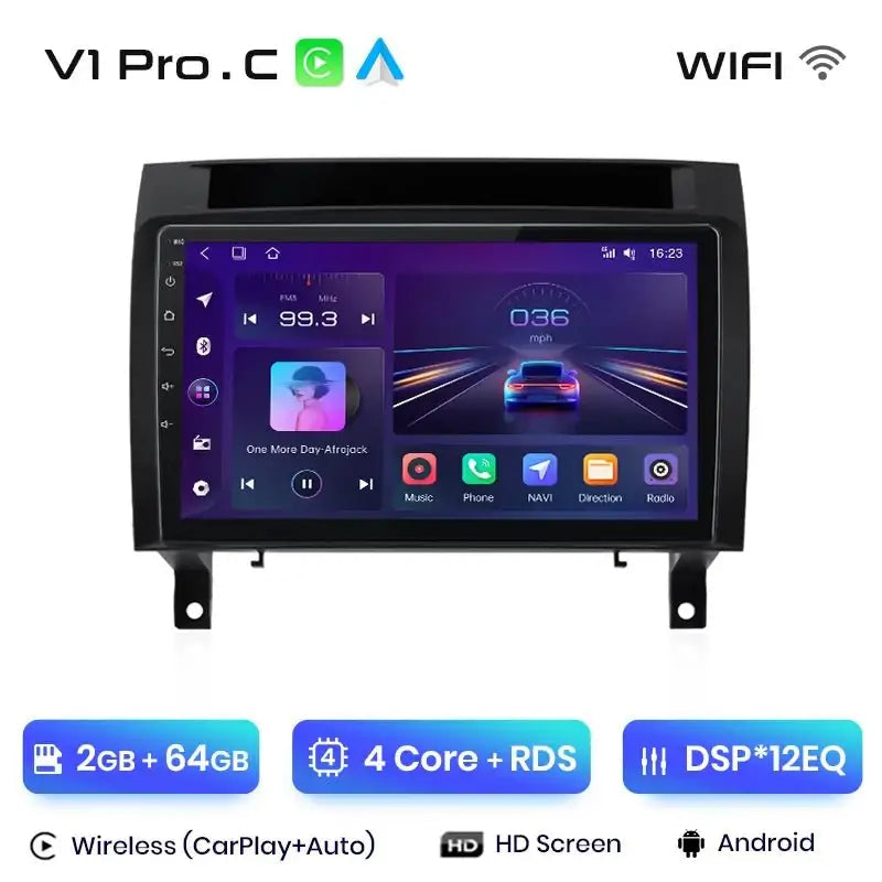 Multimedia Radio V1 z CarPlay i Android Auto dla Mercedes - Benz SLK Klasa R171 (2004 - 2011) – Ulepsz swoje doświadczenie w SLK 200, 280, 300, 350! - Multigenus