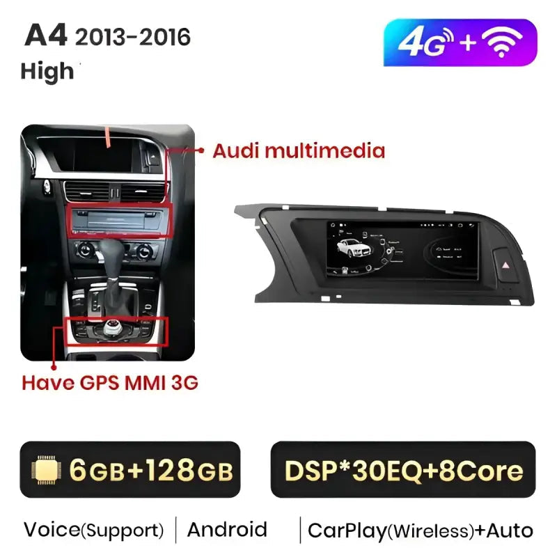 Radio nawigacja Audi A4 B8 2009 - 2012 i 2013 - 2016 CarPlay Android Auto - Multigenus