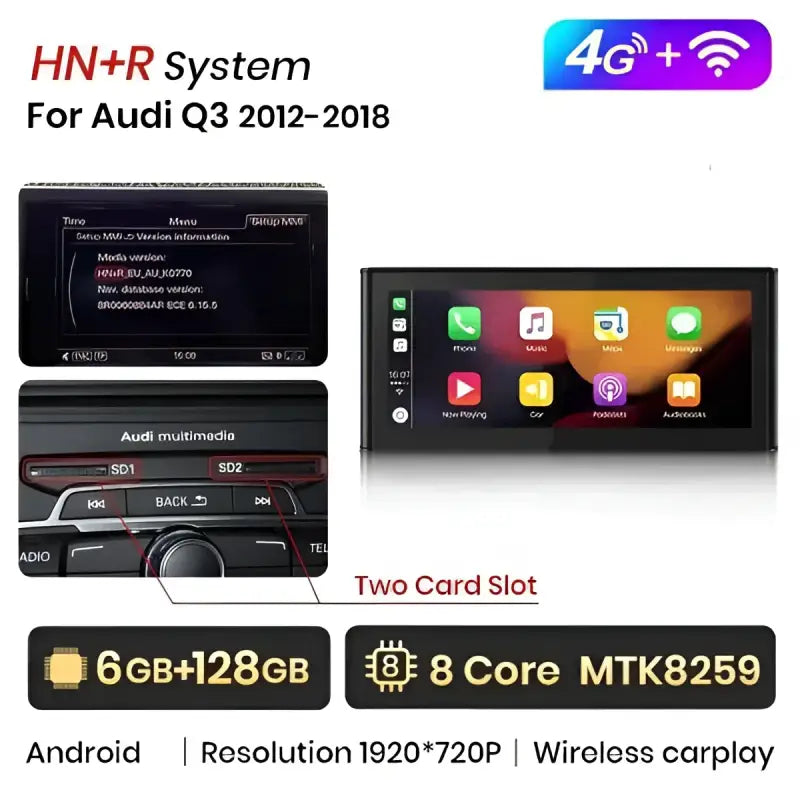 Radio nawigacja Audi Q3 2012-2018 4G 1920*720P CarPlay Android Auto - Multigenus