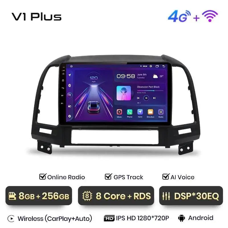 Radio nawigacja Hyundai Santa Fe 2 2006 - 2012 Carplay Android Auto - Multigenus