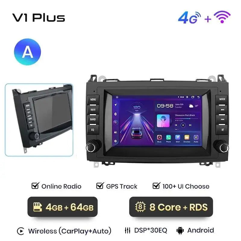 Radio nawigacja Mercedes Benz B200 Sprinter W906 Viano Vito W639 Android Auto Carplay - Multigenus