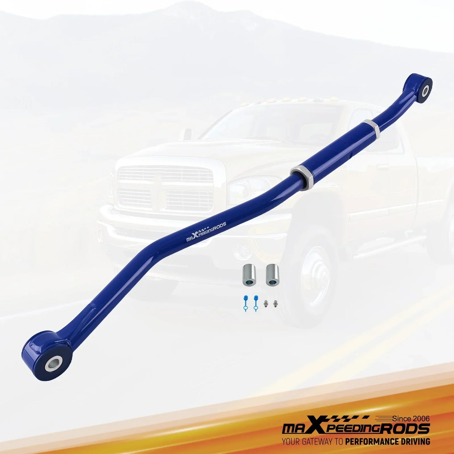 Niebieski regulowany drążek osi do ram 2500 3500 2003-2013 4wd z srebrnymi metalowymi elementami montażowymi