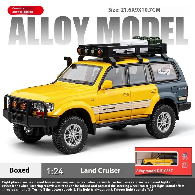 Toyota LC80 1:24 – Metalowy Model Samochodu Off-road Kolekcjonerski - Żółty z pudełkiem