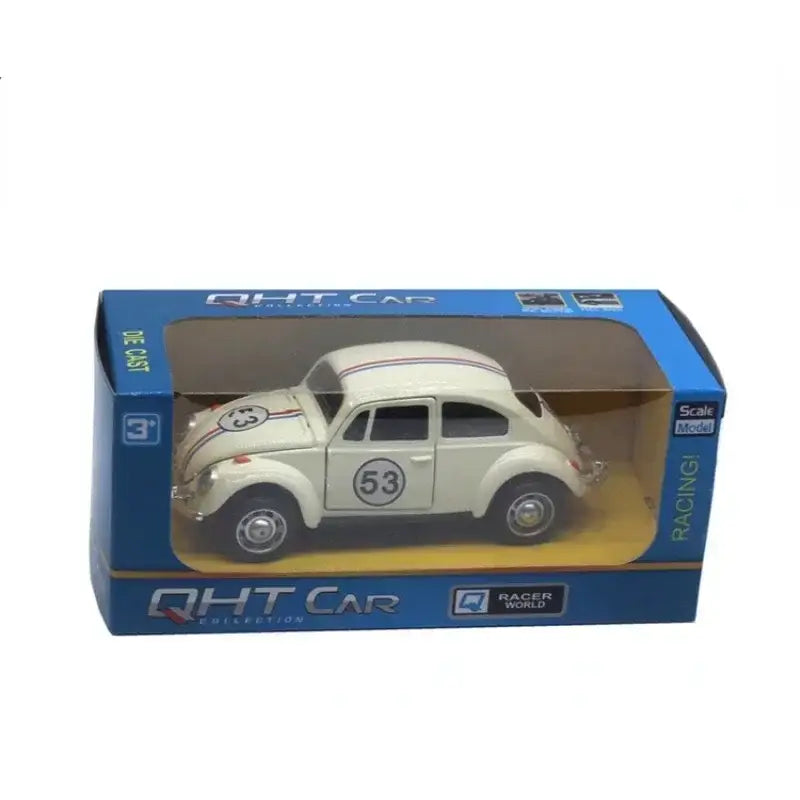 Volkswagen Beetle 1:32 – Metalowy Model Z Mechanizmem Cofania - Biały z pudełkiem