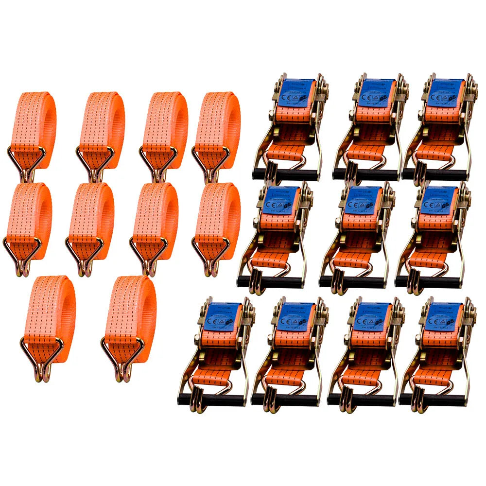 Zestaw 10 pasów transportowych 5 m × 50 mm, 4 t, z hakami