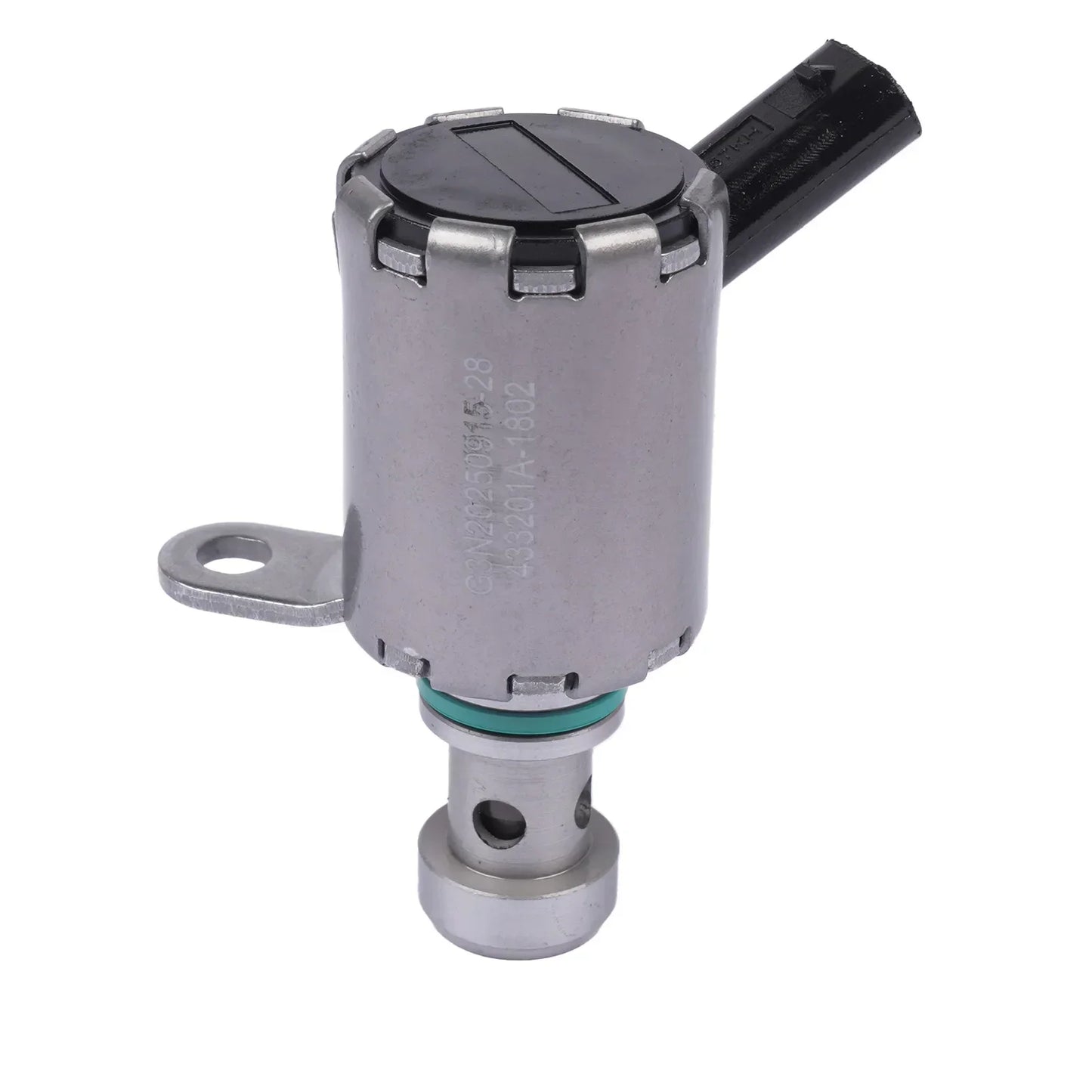 Srebrny metaliczny zawór solenoidowy ap03 z czarnym plastikowym złączem i zielonym o-ringiem do range rover sport L494 2.0 diesel