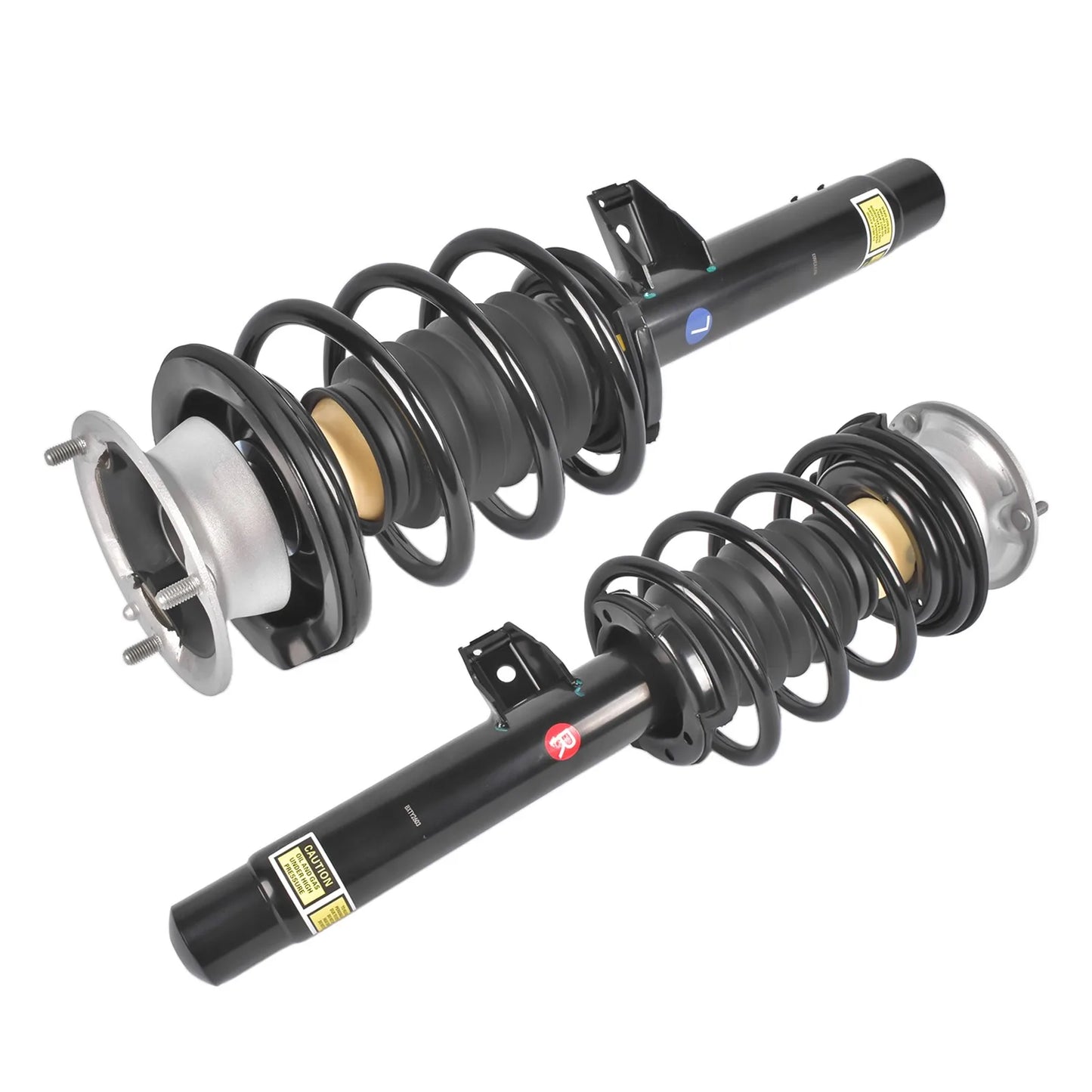 Czarne coilover amortyzatory przednie z chromowanymi i czarnymi elementami do bmw e90 e91 e92 awd