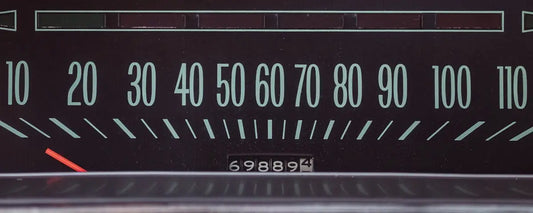A close up of a speedometer on a vehicle