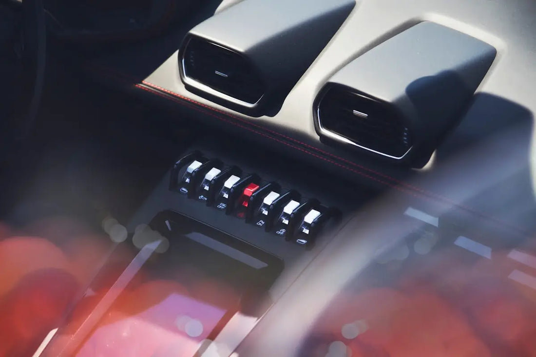 a close up of a car's radio