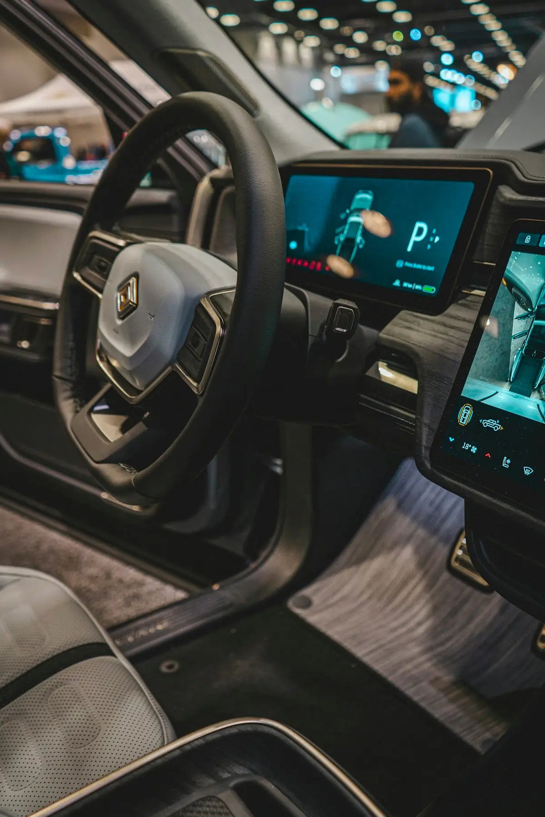a picture of a car dashboard with a steering wheel