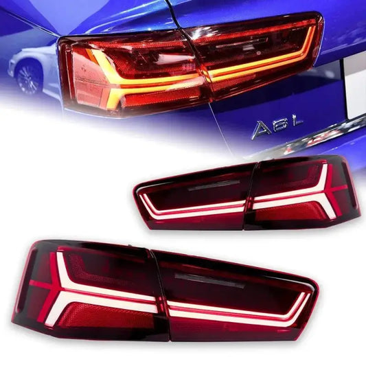 Audi A6 C7 A6L 2012–2016 Lampy Tylne LED DRL Dynamiczny Kierunkowskaz Stop Cofanie Komplet