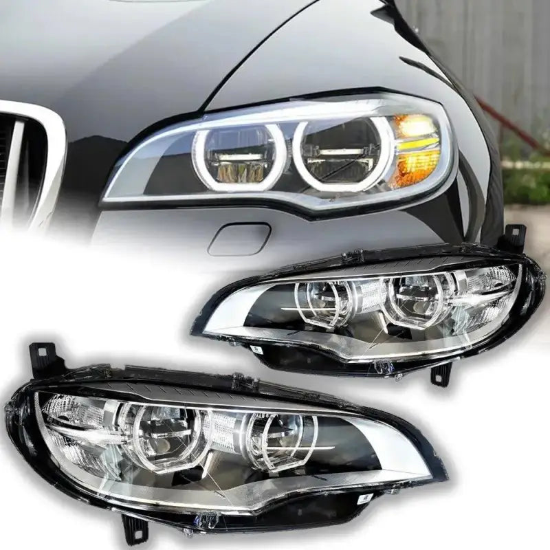 BMW X6 E71 2007–2013 Reflektory Przednie LED DRL Kierunkowskaz Angel Eyes Projektor Komplet