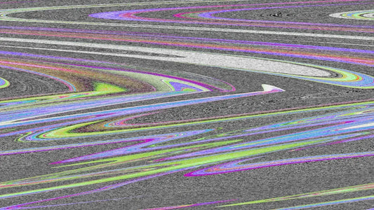 Wavy lines in varied colors form an abstract pattern.