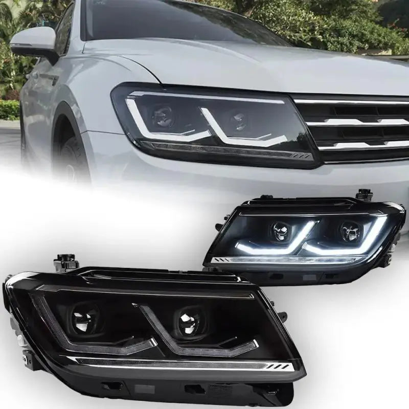 Reflektory Przednie LED Projektor Lampy do Volkswagen Tiguan 2017–2020 – DRL + Dynamiczny Kierunek