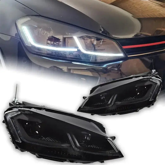 Reflektory Przednie LED Bi‑Xenon Lampy do Volkswagen Golf 7 2013–2016– DRL + Dynamiczny Kierunek + Xenon