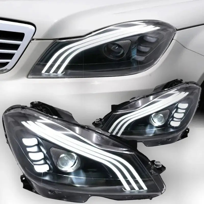 Mercedes-Benz W204 C200 C260 2011–2013 Reflektory Przednie LED DRL Kierunkowskaz Komplet