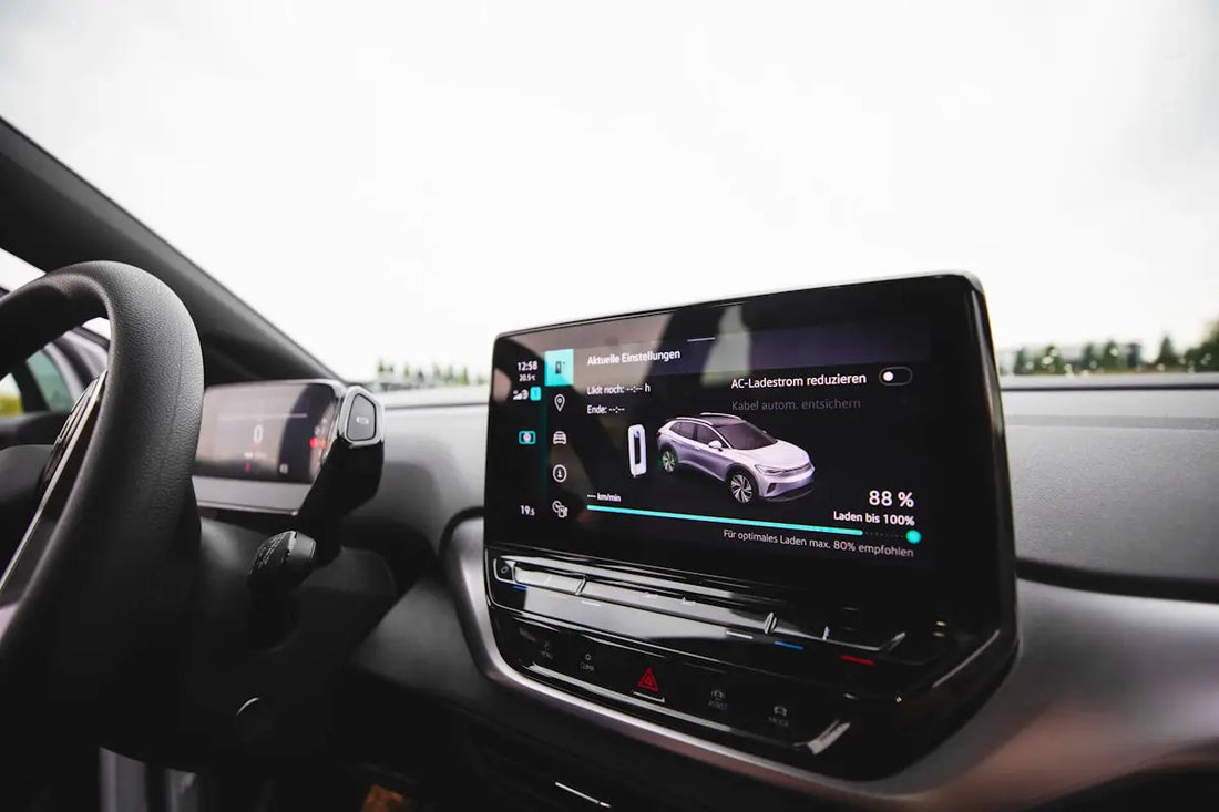 a car dashboard with a screen