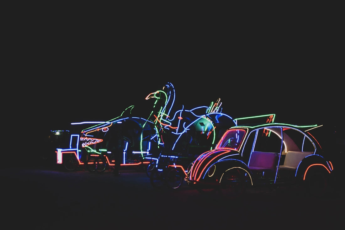 blue and purple neon lights