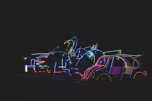 blue and purple neon lights