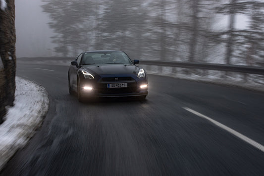 a car driving on a road
