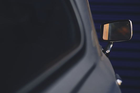 a side view mirror on a car