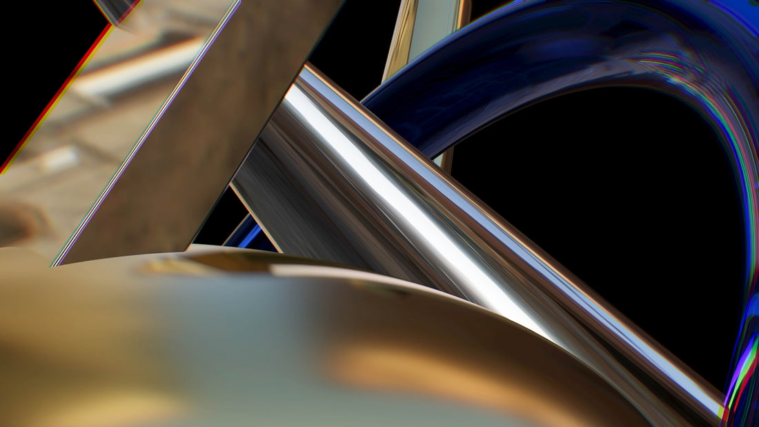 a close up of a metal object with a black background