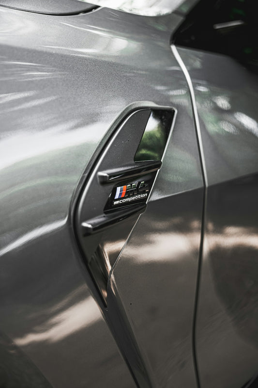 a close up of a car door handle