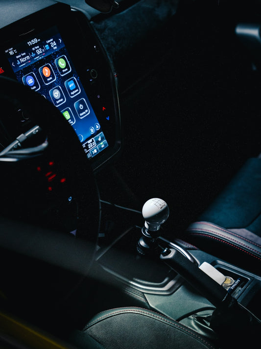 Car's dashboard and interior with touchscreen.