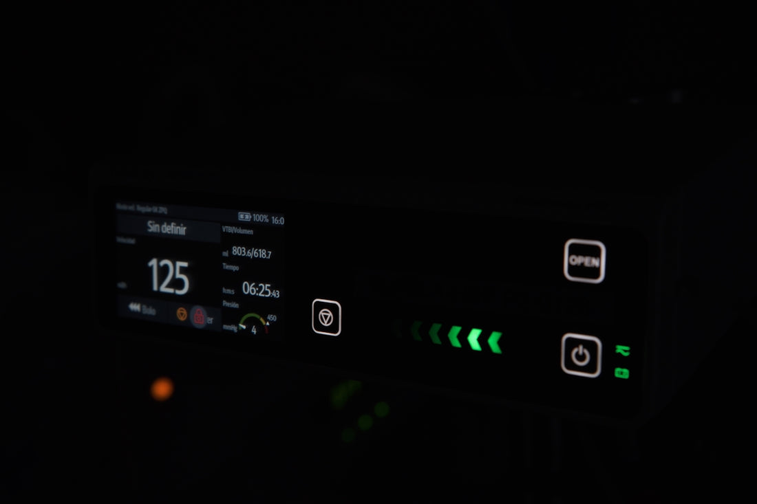 A car's dashboard shows speed and various data.