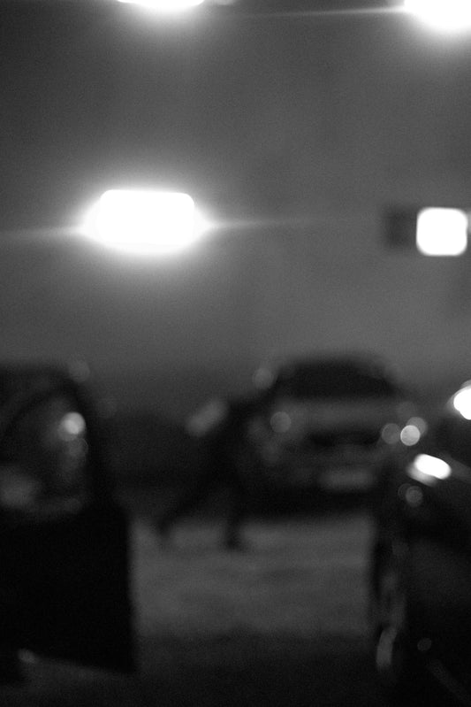 Blurred cars and lights at night