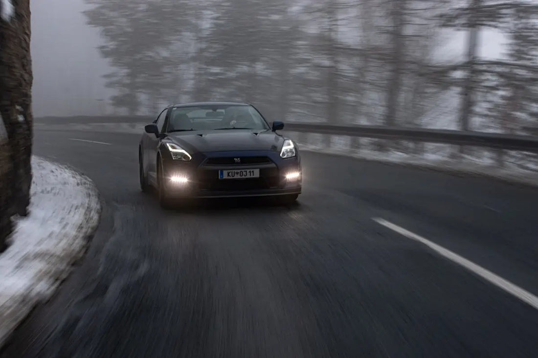 a car driving on a road