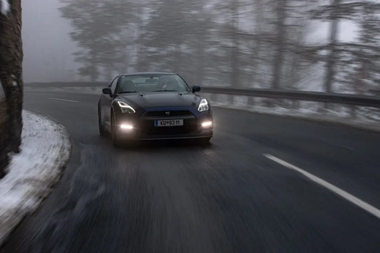 a car driving on a road