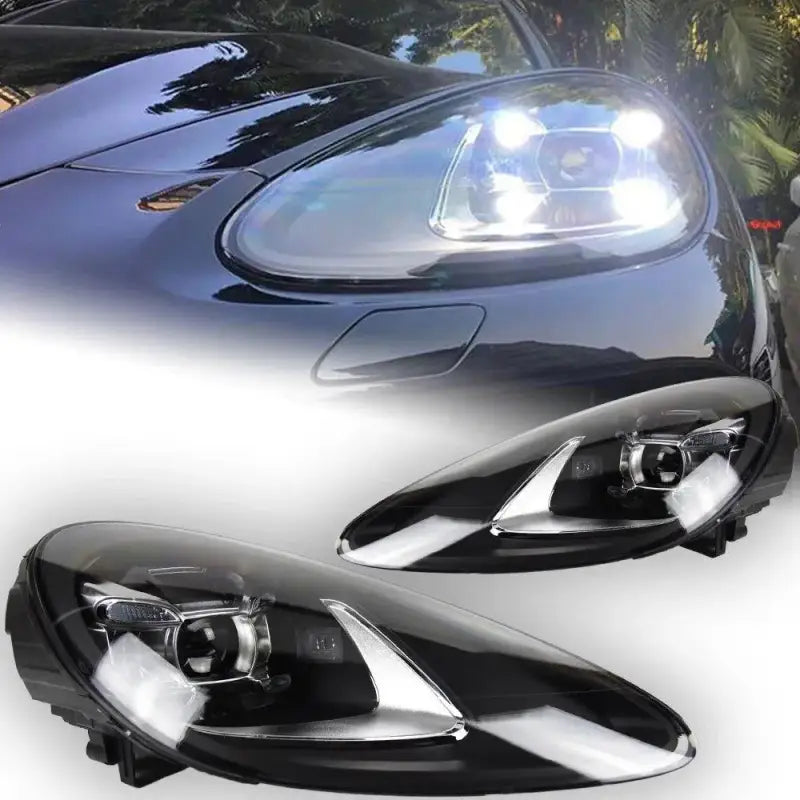 Reflektory Przednie LED Projektor Lampy do Porsche Cayenne 2011–2018 – DRL + Angel Eyes + Kierunek