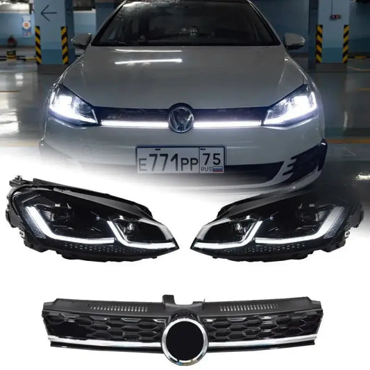 Volkswagen VW Golf 7 MK7 2013–2016 Reflektory Przednie LED DRL Dynamiczny Kierunkowskaz Komplet