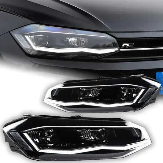 Volkswagen VW Polo 2017–2021 Reflektory Przednie LED DRL Kierunkowskaz Komplet