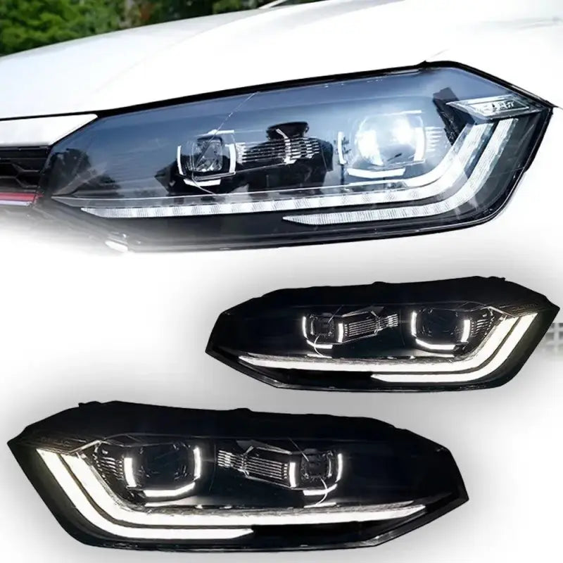 Volkswagen VW Polo 2017–2021 Reflektory Przednie LED DRL Dynamiczny Kierunkowskaz Projektor Komplet