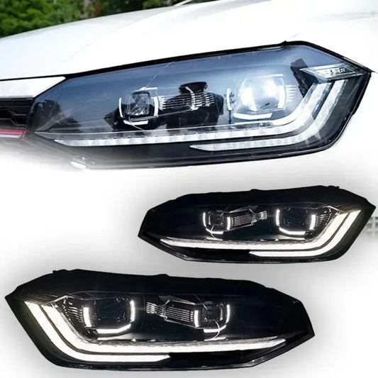 Volkswagen VW Polo 2017–2021 Reflektory Przednie LED DRL Dynamiczny Kierunkowskaz Projektor Komplet