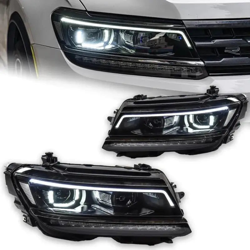 Volkswagen VW Tiguan 2017–2021 Reflektory Przednie LED Bi-Xenon HID DRL Angel Eyes Komplet