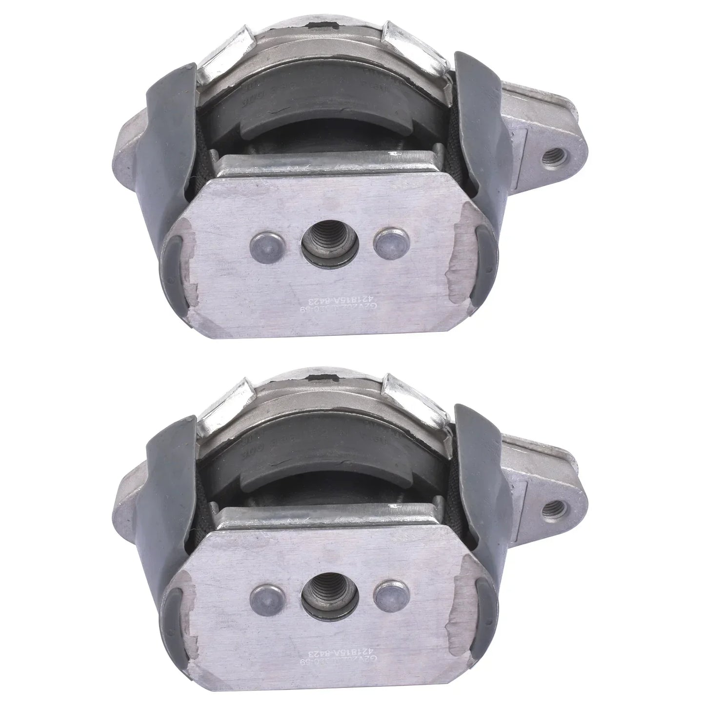 Silver metal engine mount with black rubber bushing and threaded bolt holes part number 3d0399151af for bentley continental gtc